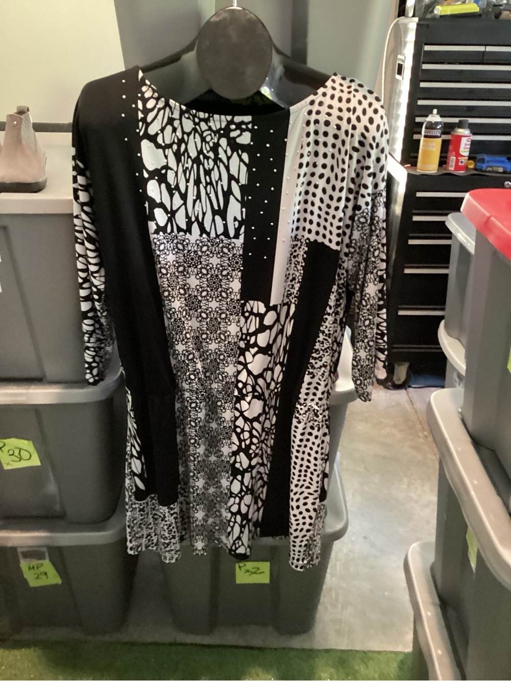 Black & White Patterned Women's Tunic p77